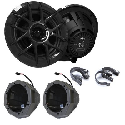 Wet Sounds ZERO-6-XZ-B Black 6.5" Powersport & Marine Speakers  w/ SSV Works US2-C6U-185 Cage Mount 6.5” Speaker Enclosures w/ 1.85" Roll Bar Clamps