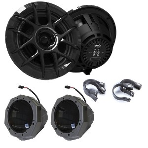 Wet Sounds ZERO-6-XZ-B Black 6.5" Powersport & Marine Speakers  w/ SSV Works US2-C6U-185 Cage Mount 6.5” Speaker Enclosures w/ 1.85" Roll Bar Clamps - 1 of 4