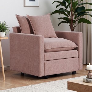 Chenille Fabric Deep Single Seat Sofa Chair with Double-Layer Cushions - 1 of 4