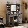 AMERLIFE 42'' Farmhouse Makeup Vanity Desk with Sliding Mirror and Lights - 2 of 2