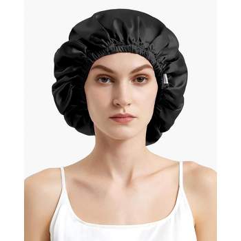 Mommesilk 22 Momme Pure Long Silk Hair Bonnet - Black : Target