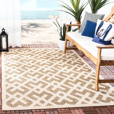 Brown Rectangular Synthetic Easy Care Indoor/Outdoor Rug