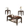 3-Piece Walnut Finish Coffee and End Table Set with Parquet Design and Shelf for Extra Storage for Living Room - 2 of 4
