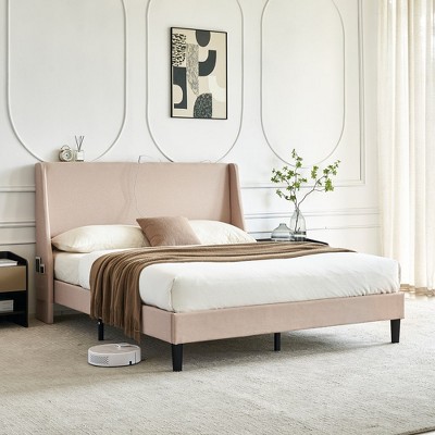 VECELO Upholstered Bed, Metal Frame Platform Bed