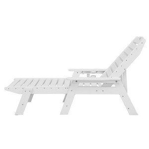 VEVOR Chaise Lounge Chair, 6 Positions Adjustable Patio Lounge Chair, Outdoor HDPE Lounge Chair with Backrest & Cup Holder, White - 1 of 4