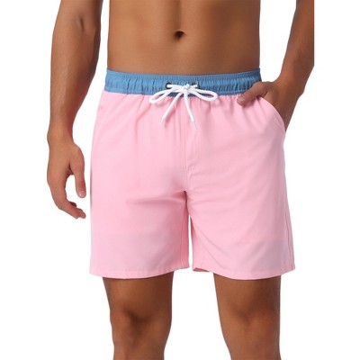 INSPIRE CHIC Men's Contrast Color Elastic Waist Lining Surfing Drawstring Swimming Shorts