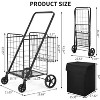 Large Folding Shopping Cart with Wheels, Double-Basket Collapsible Grocery/Utility Cart with Locking Latch for Laundry, Luggage & Camping - 3 of 4