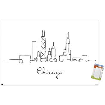Trends International Line Art Skyline - Chicago Unframed Wall Poster Prints