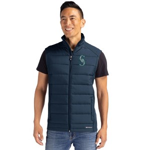 Seattle Mariners Cutter & Buck Evoke Hybrid Softshell Recycled Mens Full Zip Vest - 1 of 1