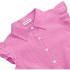 Clearlove Girls Sleeveless Plaid Button Down Shirt Summer Cropped Top with Tie Waist and Ruffled Hem Cute Casual Blouse Rose Red 130 - 4 of 4