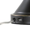 LumiSource Set of 2 Flint 30" Contemporary Table Lamps Oil Rubbed Bronze with White Linen Shade and Built-in USB Port from Grandview Gallery - 4 of 4
