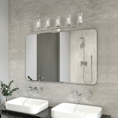 Whittier Brushed Nickel 5-Light Vanity Sconce with Clear Glass Shades