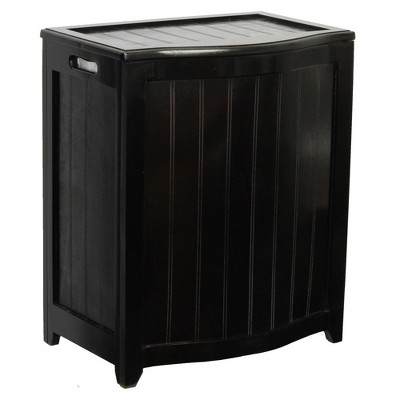 Oceanstar Mahogany Finished Bowed Front Laundry Wood Hamper with Interior Bag
