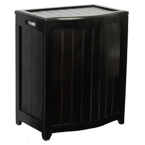 Oceanstar Mahogany Finished Bowed Front Laundry Wood Hamper with Interior Bag - 1 of 4
