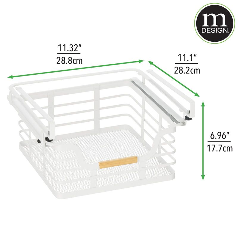 mDesign Metal Kitchen Under Shelf Storage Baskets - 2 Pack, 3 of 8