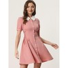 INSPIRE CHIC Women's Vintage Peter Pan Collar Short Sleeve Button Down A-Line Mini Dress - 2 of 4