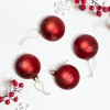 Northlight Glittered Pine Needle Glass Christmas Ball Ornaments - 3" (75mm) - Red - 4ct - 2 of 4