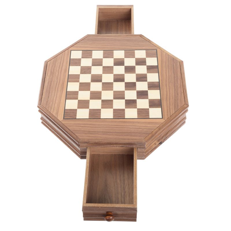 Toy Time Octagonal Chess and Checkers Set - Wooden Chessboard with 2 Storage Drawers and Carved Staunton Pieces, 3 of 5