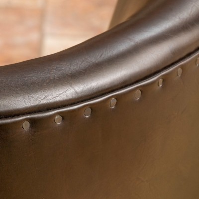 Set of 2 Brown Bonded Leather Saddle Style Counter Stools