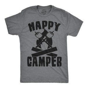 Mens Happy Camper Shirt Funny Camping Cool Hiking Graphic Vintage Tee 80s Saying - Crazy Dog Men's T Shirt - 1 of 4