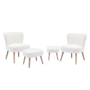 WestinTrends 4 Piece Upholstered Boucle Accent Chair and Ottoman Sets - 1 of 4