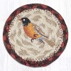 Earth Rugs Robin Printed Coaster – 5"x5" Braided Jute, Rustic Bird-Themed Square Table Accent - 2 of 3