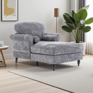 43.3" Chenille Oversized Chaise Lounge Chair with Wide Seat - 1 of 4