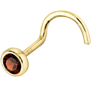 Jewelry Avalanche 22G 14K Gold Bezel-set Garnet Nose Screw Nose Stud - 1 of 3