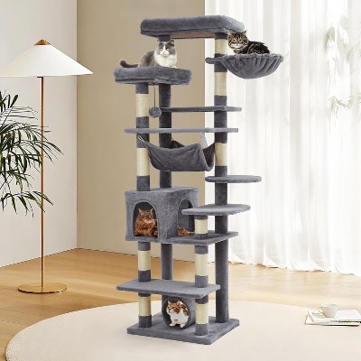 Nasitip 67-Inch Cat Tree for Large Cats, Multi-Level Tower with Hammock, Condo, Scratching Posts, Perches & Feeding Area