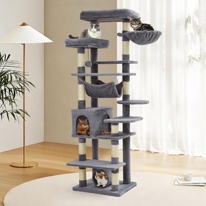 Nasitip 67-Inch Cat Tree for Large Cats, Multi-Level Tower with Hammock, Condo, Scratching Posts, Perches & Feeding Area - 1 of 4