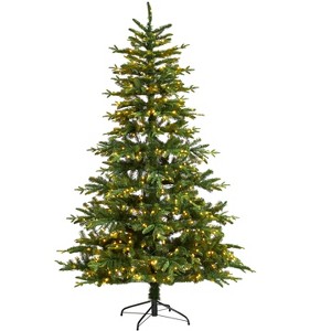 Nearly Natural 7-ft Montreal Spruce Artificial Christmas Tree with 650 Warm White LED Lights and 1575 Bendable Branches - 1 of 4