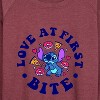 Women's - Lilo and Stitch - Love At First Bite Lightweight French Terry Wide Neck Long Sleeve Shirt - 2 of 4
