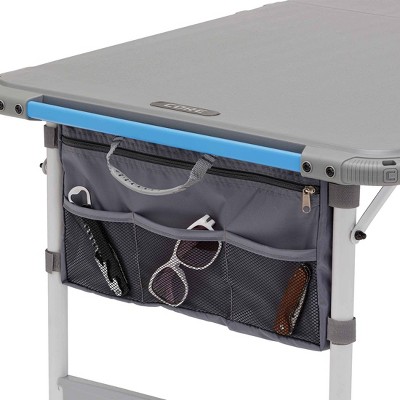 Gray Adjustable Steel Outdoor Camping Table with Storage