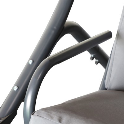 Gray Steel 2-Seater Outdoor Patio Swing Chair with Removable Canopy