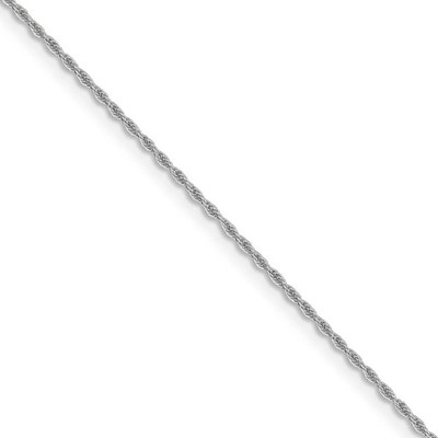 Black Bow Jewelry 1.2mm 10k White Gold Solid Loose Rope Chain Necklace