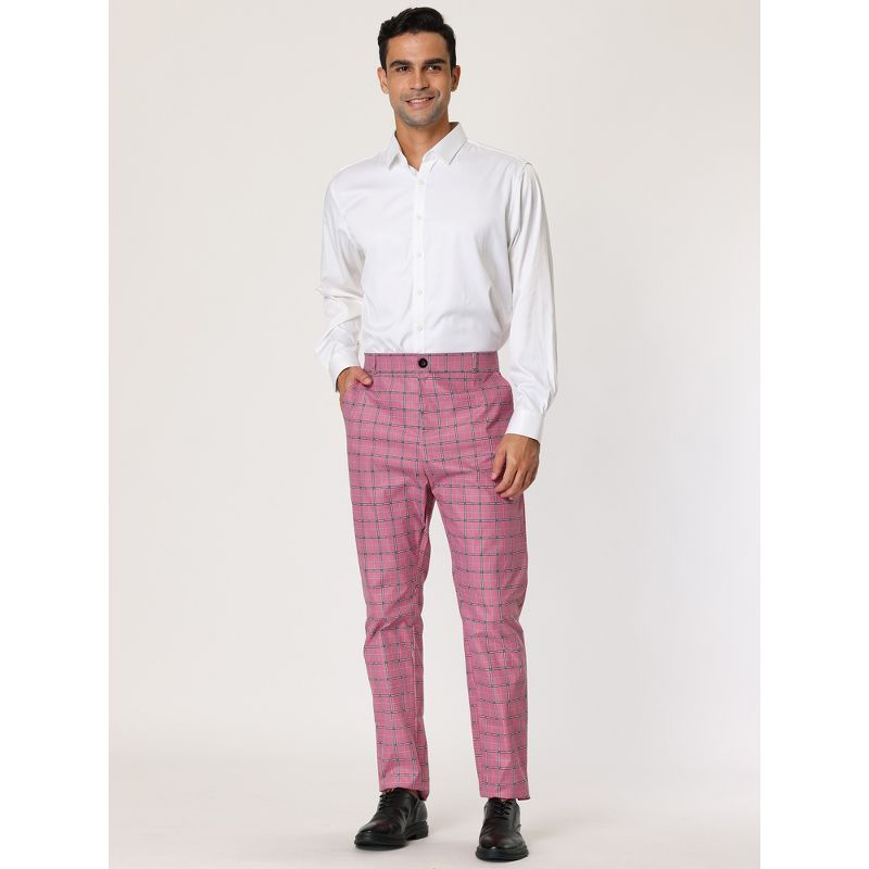 Lars Amadeus Men's Business Plaid Casual Slim Fit Checked Dress Trousers, 3 of 7