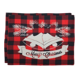 Unique Bargains Christmas Place Mats Linen Red Black White 13"x17.7" 2 Pcs - 1 of 4