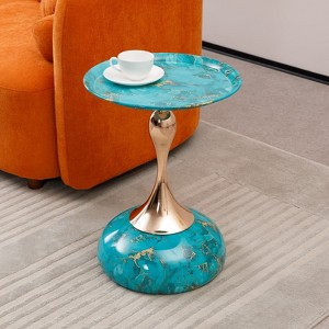 MAYEERTY Mermaid Tail End Table Modern Metal Round Side Table, Minimalist Table for Small Spaces, Living Room - 1 of 4