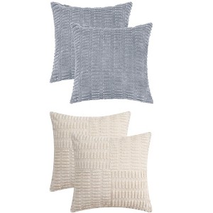 REGALWOVEN 4 Pcs Solid Corduroy Modern Throw Pillow Covers 18" x 18" - 1 of 4