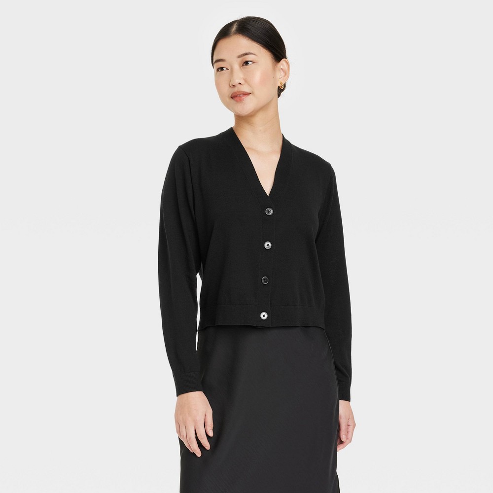 Women's Button-Front Cardigan - A New Day Black M