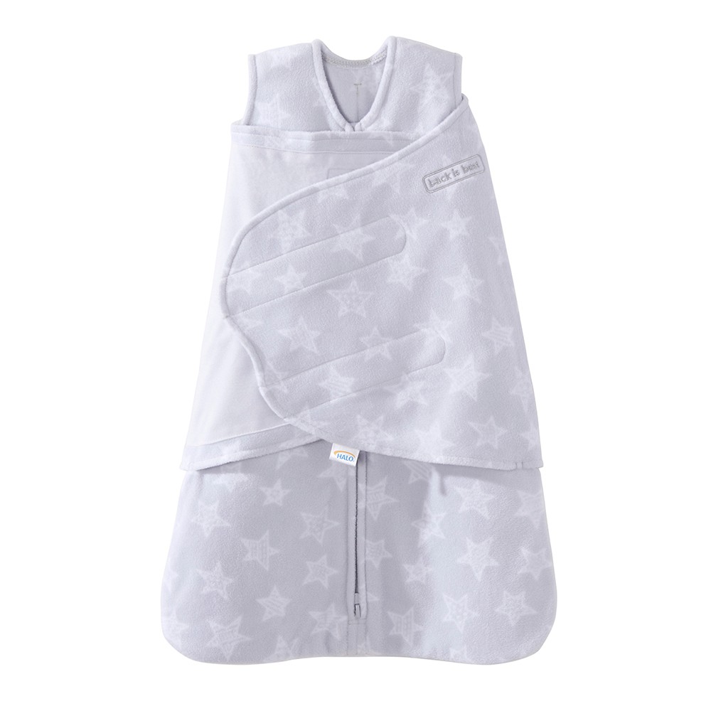 HALO Innovations Sleepsack Micro-Fleece Swaddle Wrap - Gray Stars -  52725005