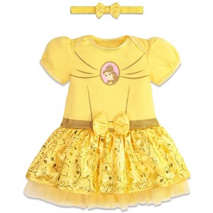 Disney Princess Cinderella Ariel Belle Snow White Girls Cosplay Dress and Headband Newborn to Infant  - 1 of 4