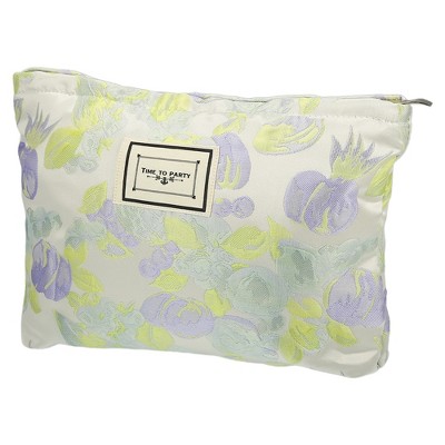 Unique Bargains Women's Canvas Fruit Pattern Makeup Bag Green