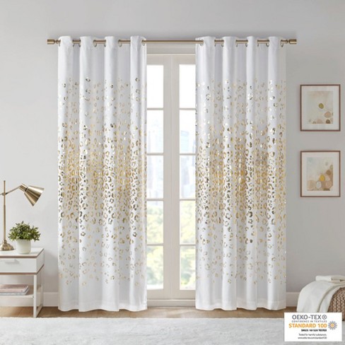 Gold Animal Icon Print Blackout Window Panel, Ultra-soft Microfiber Silver Grommet Top Curtain for Luxurious Decor Style - image 1 of 4