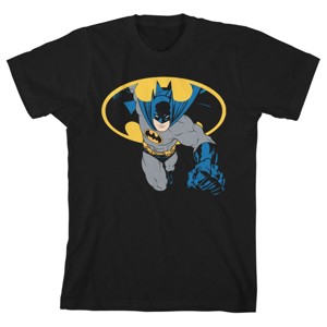 Batman Superhero Logo Pose Black T-shirt Toddler Boy to Youth Boy - 1 of 3