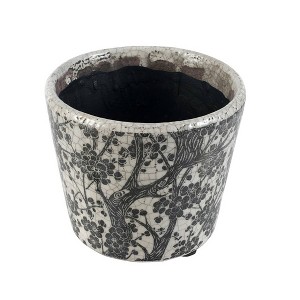 A&B Home 3pc Outdoor Decor Floral Naturespire Planters - Blue: Ceramic, No Drainage Hole, Freestanding - 1 of 4
