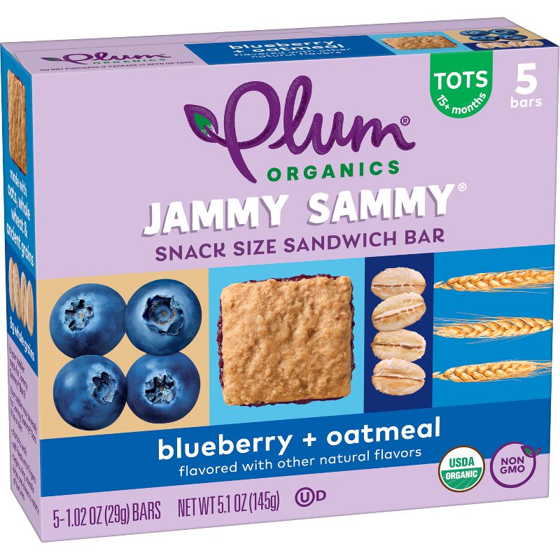 Plum Organics Jammy Sammy Snack Bars - Blueberry and Oatmeal - 1.02oz/5ct, 4 of 14