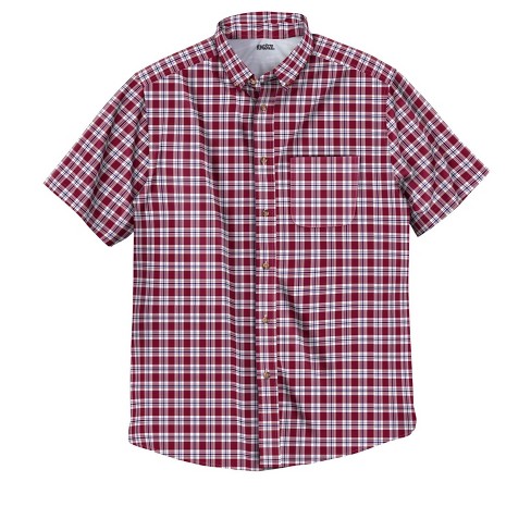 KingSize Men's Big & Tall Short Sleeve Wrinkle Free Sport Shirt - Big -  9XL, Rich Burgundy Check Red