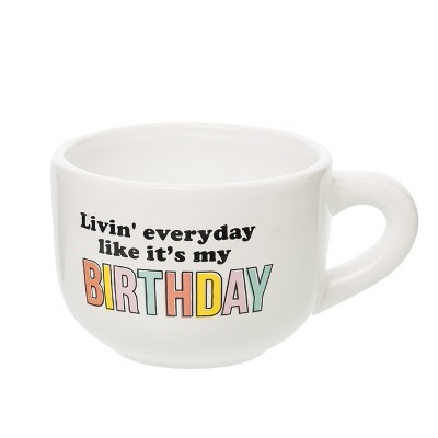 Totalee Gift Like It's My Birthday Cappuccino Mug Ceramic White 24 oz