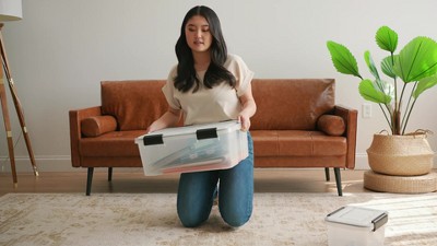 Blue and Clear Heavy-Duty Plastic Stackable Storage Box with Lid